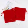 Bolsa Personalizada com Cordão para Cosméticos, Bolsa de Veludo para Armazenamento de Produtos de Skincare, Bolsa de Presente com Cordão, Veludo para Impressão de Logo