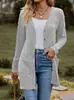 Jaqueta Botões Outono e Inverno Amazon 2026 para Mulheres, Cardigan de Cor Sólida com Costela Escovada de Manga Longa, Elegante Estilo Polo