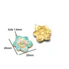 Suministro Exclusivo Transfronterizo de Acero Inoxidable Color Dorado Flor de Cinco Pétalos Colgante de Piedra Preciosa Accesorios para Collares Pulseras Joyería Venta al por Mayor