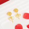 Aretes de botón dorados de larga duración y que no se decoloran para mujer de alta calidad Doudou cobre real imitación oro acero de titanio calidad joyería para orejas venta caliente transfronteriza