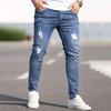 Jeans Americanos Ajustados para Hombre Leggings de Moda Venta Caliente Transfronteriza Amazon Jeans Skinny Rasgados