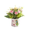 Novo Pequeno Rosa Pastoral Bonsai Flor Artificial Criativa Decoração de Casa Estúdio de Fotografia Enfeites Planta Verde Artificial Planta em Vaso Artificial