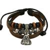 Pulseira de Couro de Vaca Tecida Estilo Vintage Buda Pulseira para Estudante Estilo Coreano Pulseira de Couro Distinta
