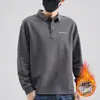 Camisa Polo para Hombre Otoño/Invierno 2026 con Cuello de Solapa, Corte Holgado, Manga Larga, Forro Polar, Nuevo Bordado, Top Casual de Negocios