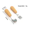 Acero Inoxidable 304 Antiescaldante Antideslizante Mango Corto Mango de Silicona Bebé Autoalimentación Bebé Aprendiendo a Comer Cuchara de Entrenamiento