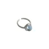 Anillo Abierto de Plata Rota Lágrimas Azules para Mujer, Anillo Minimalista para Dedo Índice, Anillo de Moda Tendencia Personalidad Amistad