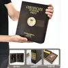 Medalla Carta de Nombramiento Madera de Nogal Bisagra de Madera Maciza Página Plegable para Pasar Certificado de Honor de Madera Maciza Placa de Autorización Alta Calidad