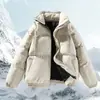 2026 En stock transfronterizo estilo minimalista color liso cuello alto chaqueta de algodón para hombre, nueva versión coreana de invierno, moderna y de corte holgado