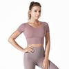 Nylon Lulu Espalda Hermosa Yoga Manga Corta de Alta Intensidad para Correr a Prueba de Impactos Fitness Push-Up Retráctil para el Busto Moldeador de Cuerpo Sujetador Deportivo