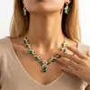 Nuevo diseño transfronterizo, juego de joyas de collar brillante incrustado con circonita, moderno para fiestas nocturnas, bodas y sesiones de fotos, con pendientes a juego para mujer