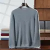 Suéter pullover de cachemir para outono e inverno, novo, masculino, gola alta média, para negócios, cor sólida, camisa base de tricô, solto e simples