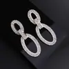 Brincos de strass novos transfronteiriços brilham Diamante Geométrico Oval combinação brincos de performance de palco fabricantes atacado E816