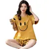 Pijama para Mujer Verano Manga Corta Shorts 2025 Nuevo Verano Lindo Dibujo Animado Oso Fresa Se Puede Usar Fuera de Casa Ropa