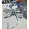 Diadema de Goma Elástica para Cabello con Lazo de Cinta Floral de Gasa de Hada con Perlas y Pedrería, Estilo Francés, Temperamento Suave, Medio Atado