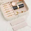 Caixa de Joias Portátil para Viagem Atacado Pequena Estilo Ins Multicamadas para Brincos, Piercings, Colares Caixa de Armazenamento de Joias