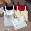 Nuevo Top de Tirantes de Color Sólido y Color Macarrón con Espalda Bonita, Todo en Uno, con Copas Fijas, Chaleco Adelgazante para Mujer