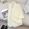 Nuevo Estilo Verano 2026 Blazer Amarillo Crema para Mujer, Moda Diosa Estilo Coreano, Versátil para el Trabajo y Uso Casual, Top Ligero de Moda