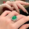 Calcedônia Natural Cor Jade Calcedônia Ovo de Galinha Anel de Diamantes Ovo de Pombo Joias Novo Estilo Chinês Lindo Luxo Acessível Elegante