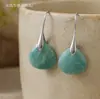 Brincos de ametista com pedra natural em forma de gota, novos, simples e elegantes, de alta qualidade, com olho de tigre, joias da moda europeia e americana