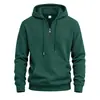 Sudadera con capucha de punto gofrado y media cremallera para hombre, europea y americana, de importación, con cordón, jacquard, para otoño e invierno