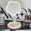 Espelho de maquiagem ins floral, espelho de mesa vaidade feminino, penteadeira feminina, espelho portátil para retoque para dormitório estudantil