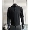 Sudadera de capa interior estilo Henley americano de otoño, capa base, polo de peso pesado, camiseta de manga larga para hombre