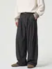 Pantalones Holgados Vintage Estilo Old Money Hanlu para Hombre, Colección Otoño, Pantalones de Pinzas Corte Curvo, Pantalones Largos Casuales de Imitación de Mezclilla