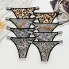 Artículos de Venta Caliente Transfronterizos Exclusivamente para Tallas Europeas y Americanas Temu Shein Amazon Estampado de Leopardo Hilo Plateado Bragas Triangulares Ropa Interior para Mujer en Stock