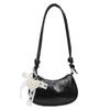 Bolsa de Axila Nicho Estilo Coreano para Mulheres 2025 Nova Tendência Moda Renda Lua Crescente Bolsa Simples de Ombro Bolsa de Mão Tendência