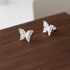 Nalan Pie Plata 999 Fresco y Dulce Estilo Ins Diseño Nicho Doble Capa Hueco Hilo de Mariposa Aretes M06536