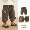 Calça Infantil Kaka Panda com Forro de Lã Roupas de Inverno para Bebê Calças Longas de Inverno para Meninas Calças de Moletom Quentes para Meninos Calças para Bebês e Crianças