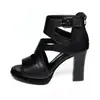 Sandalias Video Real talla grande Nuevas de Suela Gruesa Casual Moda de Tacón Alto Tacón Grueso Romanas para Mujer Sandalias Boca de Pez