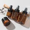 Estoque Pronto de Frascos de Beleza Médica 40ml100ml120ml Frasco Marrom Frasco para Kit de Cuidados com a Pele Plástico com Bomba para Loção