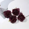 Cabeza de rosa de seda degradada vintage, flor artificial de alta gama, material para accesorio de pelo DIY, decoración de pared de flores para bodas, flor artificial