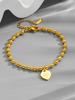 Tendencia Europea y Americana Sencillo Combinable Oro Galvanizado 18K Pulsera para Mujer Colgante con Forma de Corazón Diseño Personalizado Acero de Titanio Cadena de Bolas