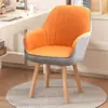 Silla de Maquillaje Estilo Crema para Dormitorio de Niña, Silla Giratoria con Respaldo, Lujo Ligero, Silla Avanzada para Uñas, Taburete para Tocador