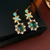 Conjunto Flor Oval de Zircônia Vintage, Joias de Luxo Leve de Alto Padrão, Acessórios Versáteis Exquisitos Retrô para Mulheres
