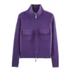 Para Exportación Europea y Americana Transfronteriza Ropa de Mujer Popular en Aliexpress Moda de Otoño Versátil Chaqueta de Punto con Doble Cremallera