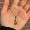 Novo Colar Tradicional Estilo Chinês Olho de Tigre Fosco Bebê Buda, Corrente Longa Trançada para Suéter com Pequeno Pingente de Buda Dourado