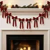 Guirnalda de campana de terciopelo de doble oreja con lazo de Navidad para decoración de pared de chimenea, decoración colgante de Navidad, decoración del hogar