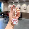 Llavero de Pata de Gato de Cristal Colgante para Bolso Correa para Teléfono de Perlas y Cuentas Encantos de Pata Kawaii Lindos Accesorios Regalos para Mujeres