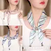 Bufanda de Seda con Cuentas Vintage Perezosa para Primavera/Verano 2026 para Mujer, Cinta Decorativa Rayada Versátil, Accesorio para Camisa, Pañuelo Pequeño para el Cuello