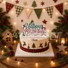 Banner de letra con ambiente navideño transfronterizo, patrón a cuadros rojo y negro vintage, banderín de cumpleaños, adorno para pastel y adornos decorativos