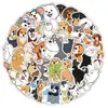 50 pegatinas originales de dibujos animados hechos a mano de gatos, perros y animales marinos para decorar cuadernos, botellas de agua y papelería
