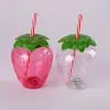 Venta Directa del Fabricante, Popular Taza de Fresa para Mascotas 500ml, Moderna Taza de Piña de Dibujos Animados, Creativa Taza de Fruta con Popote