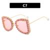 Óculos de Sol de Luxo com Armação Grande e Cravejados de Diamante Europeus e Americanos 2024 Novos Óculos de Sol Modernos para Mulheres Metal de Alta Qualidade
