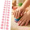 Unhas Postiças Infantis de 24 Peças Estilo Francês Modernas para Comércio Exterior com Tiras de Extensão e Decoração