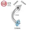 Piercing de Ceja de Aleación de Titanio F136 con Zircón, Rosca Externa y Punta Cónica de Zircón A5, con Barra Curva de Rosca Interna, Joyería para Piercing al por Mayor