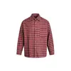 Selección del personal Camisa a cuadros burdeos de moda callejera para hombre, manga larga, estilo retro unisex, camisa Cs126