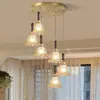 Lámpara Colgante de Restaurante Estilo Vintage Nuevo 2026, Lámpara Colgante de Tres Cabezas Forma de OVNI para Sala de Café, Lámpara de Mesita de Noche para Dormitorio Color Nogal